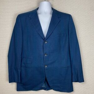 Vtg KUPP Kuppenheimer Sport Coat Mens 44R Blue Plaid Heritage Preppy Old Money